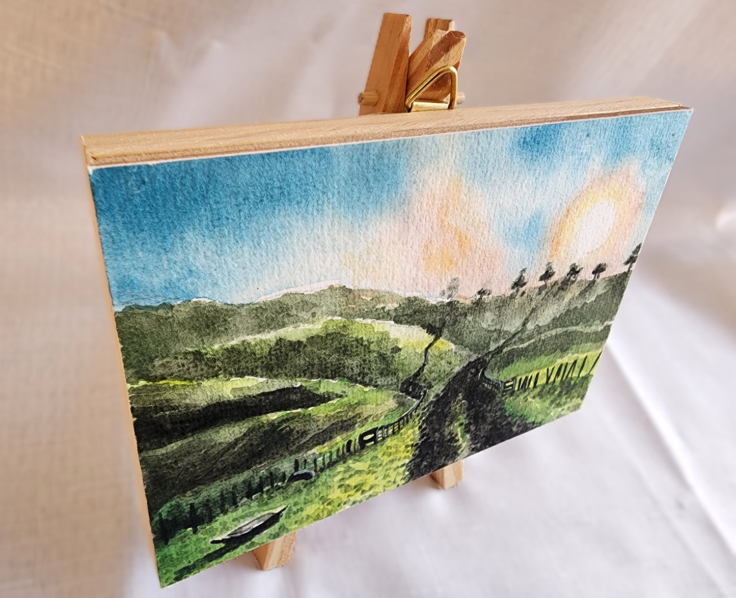 Watercolour and gouache original landscape - Matamata, NZ