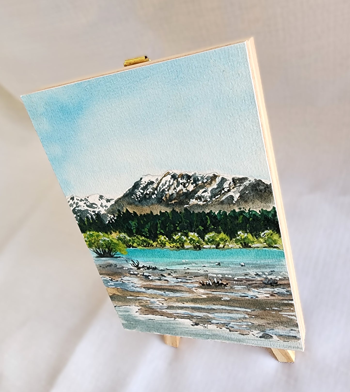 Watercolour and gouache original landscape - Lake Tekapo, NZ