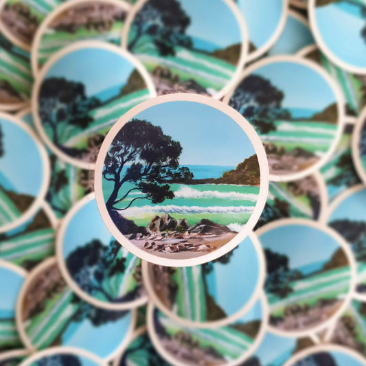 Round Landscape sticker - Ōhope Beach
